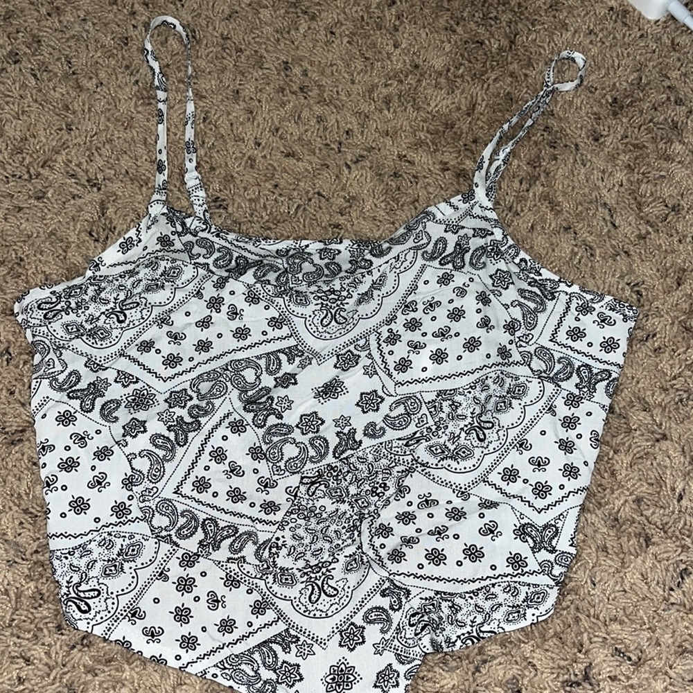 Shein black and white bandana top